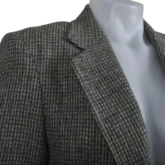 Vintage Harris Tweed Wool Menswear Oversized Blazer Jacket Boyfriend Brown - Picture 2 of 15